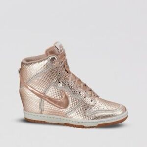 Nike Dunk Sky Hi Metallic Rose Gold Snakeskin Wedge Sneakers Women’s 7